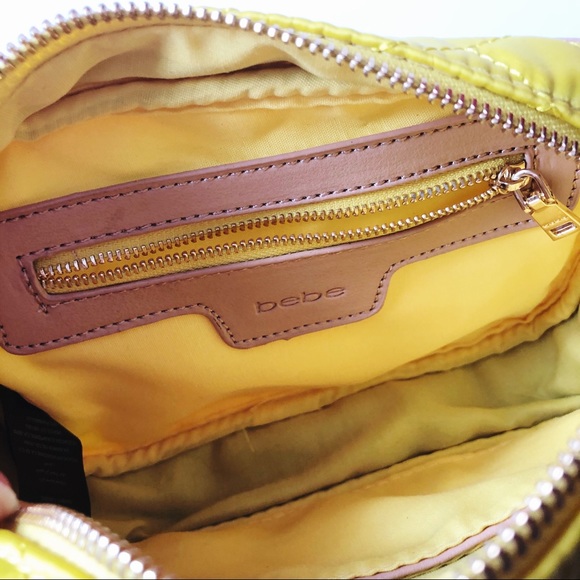 BEBE YELLOW SOPHIA QUILTED CAMERA CROSSBODY BAG - Picture 5 of 12